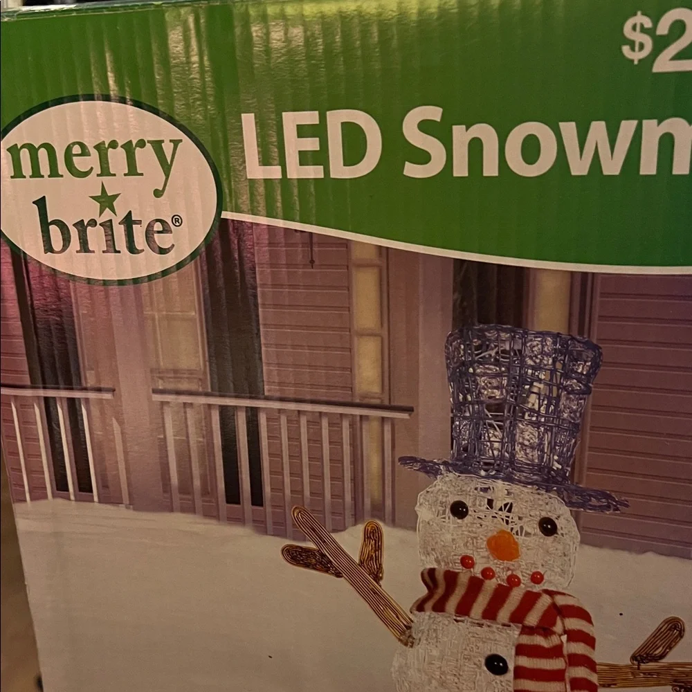 Merry Brite LED Snowman with Red and White Scarf